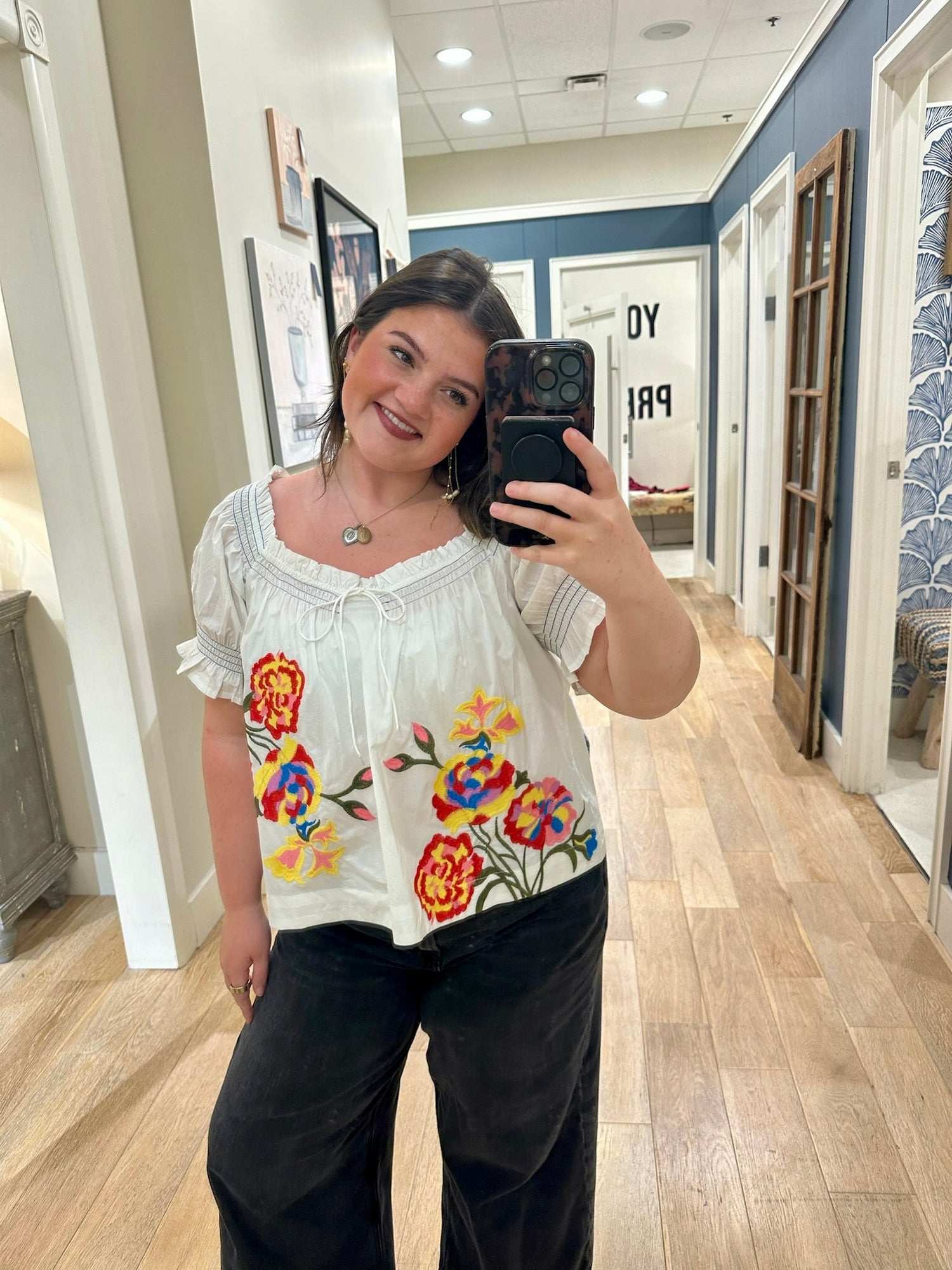 Colorful Bouqet Embroidered Blouse