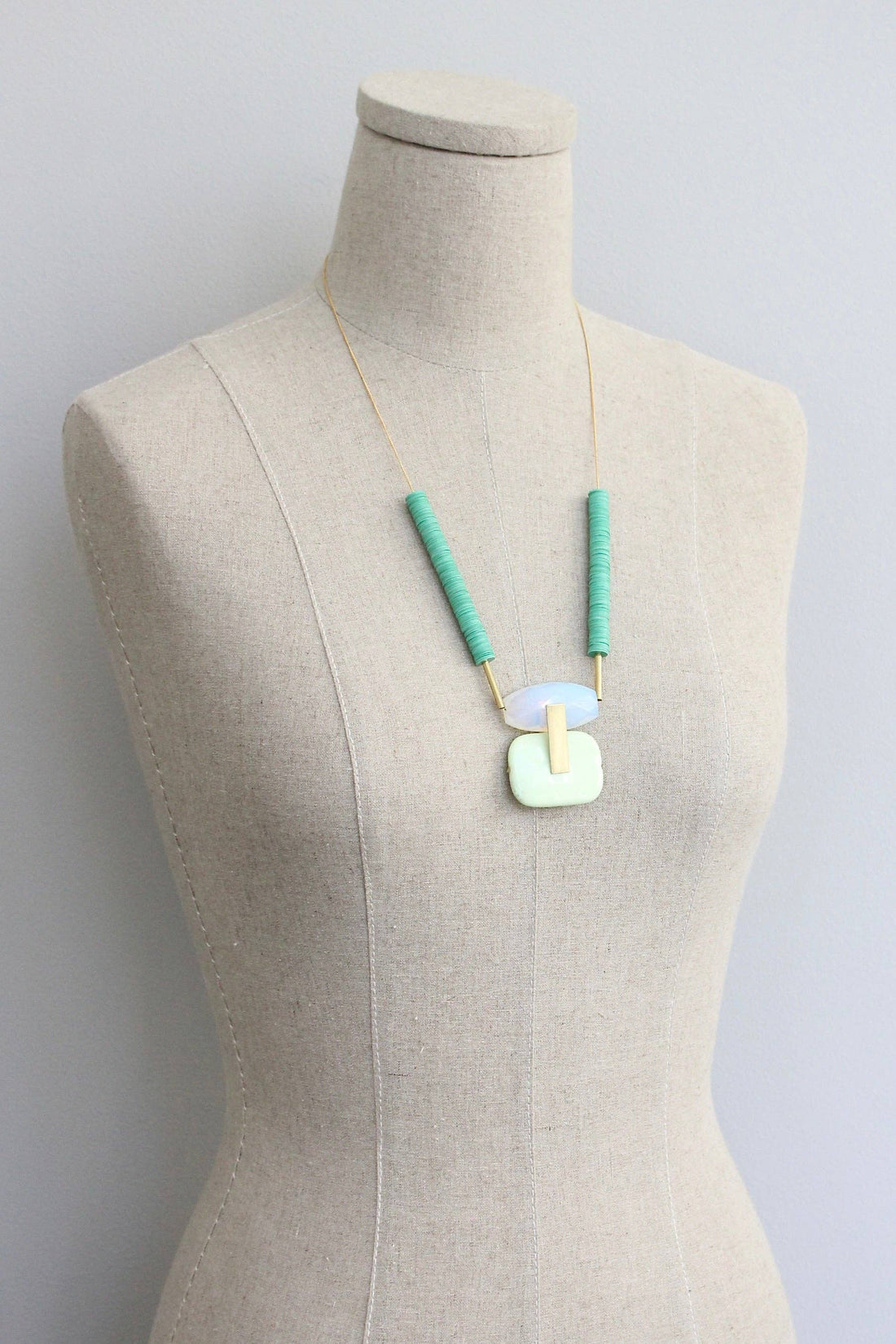 Opal and Mint Pendant Necklace