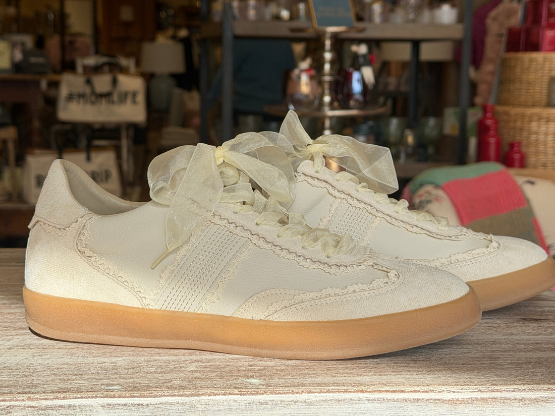 Lace &amp; Pearl Detail Sneakers