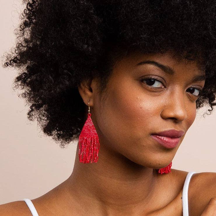 Lexie Solid Beaded Fringe Earrings
