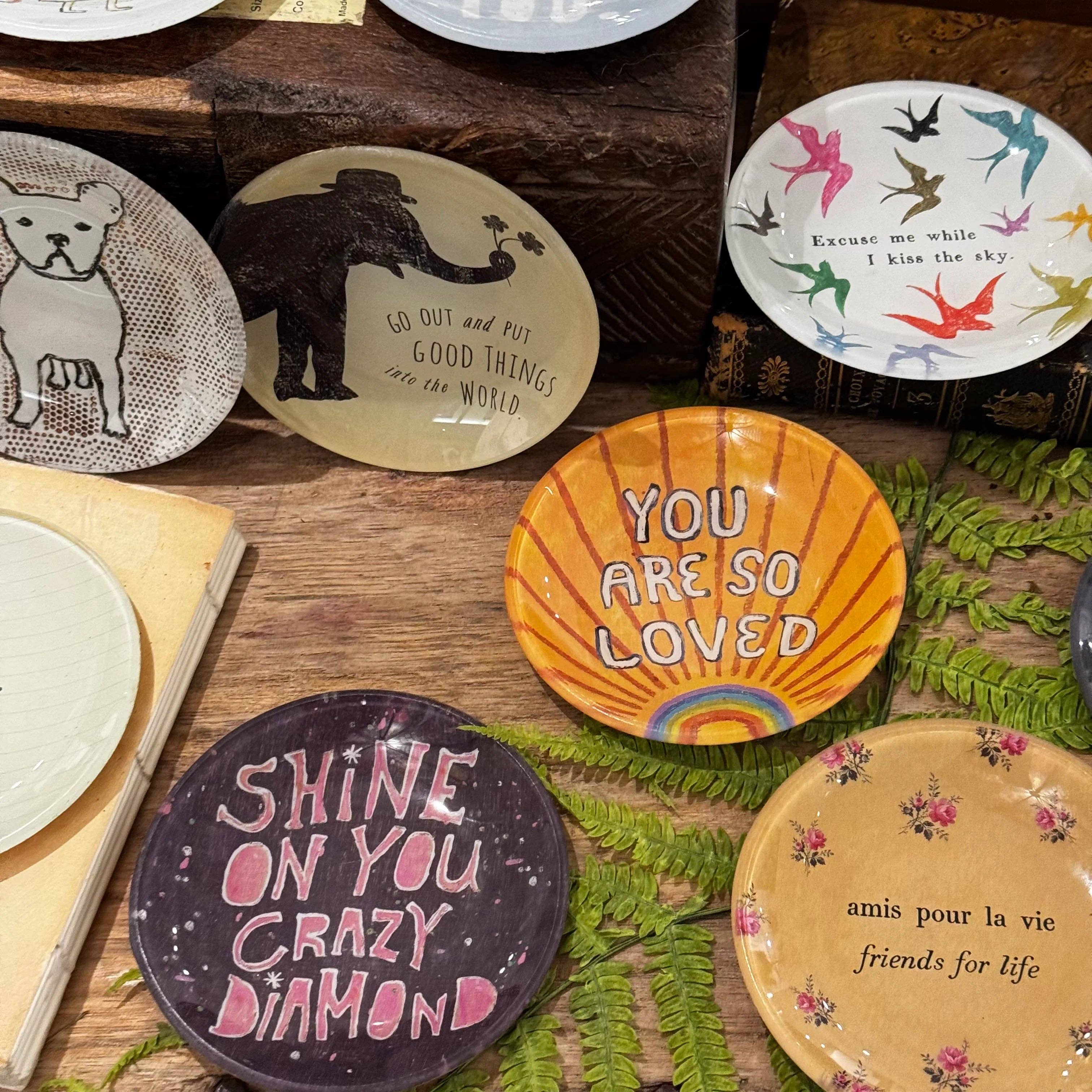 Hello I Love You Mini Round Decoupage Plate - 4"