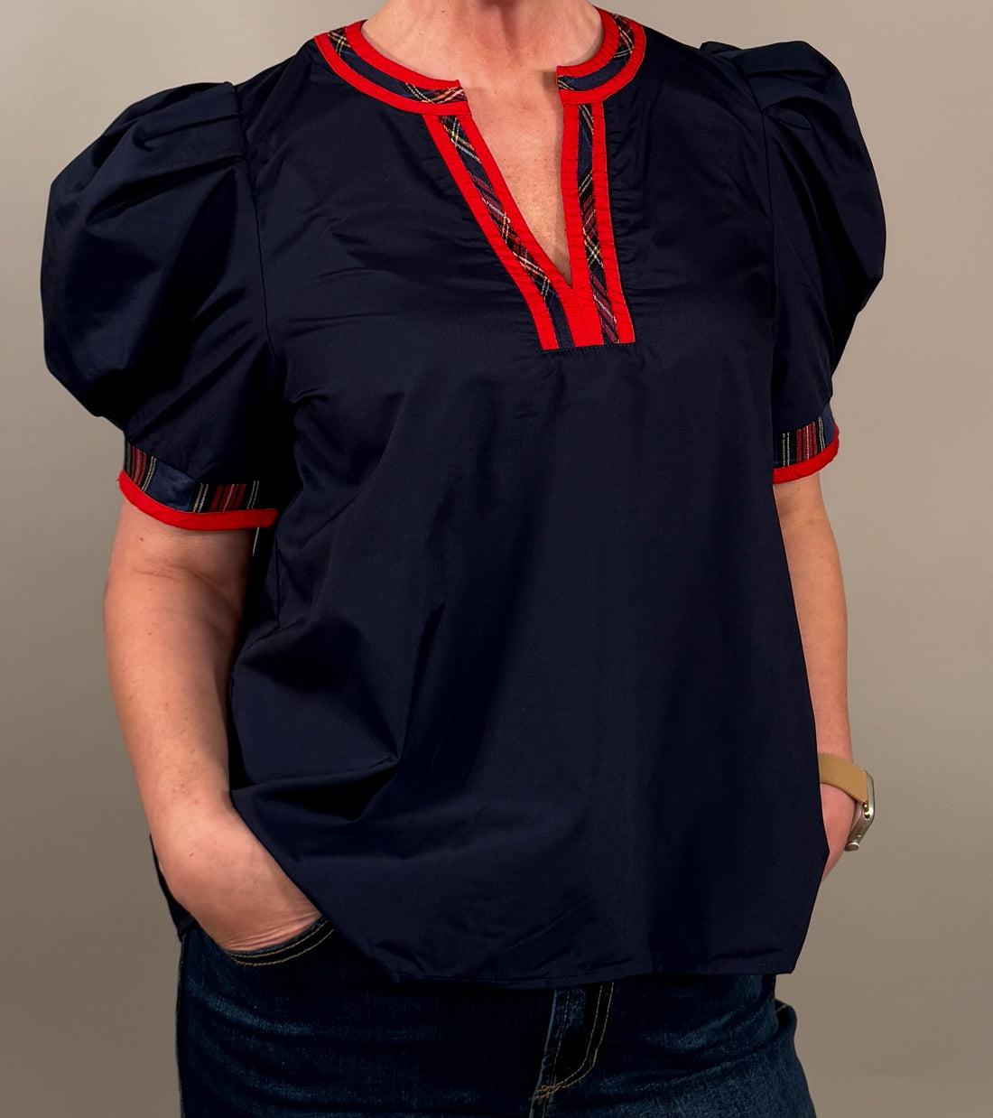 Pleated Puff Sleeve Top