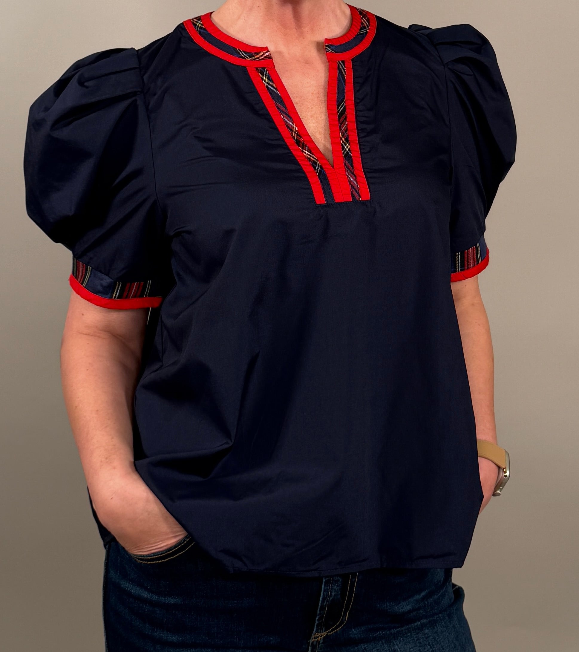 Pleated Puff Sleeve Top