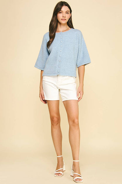 Cozy Button-Front Short Sleeve Cardigan