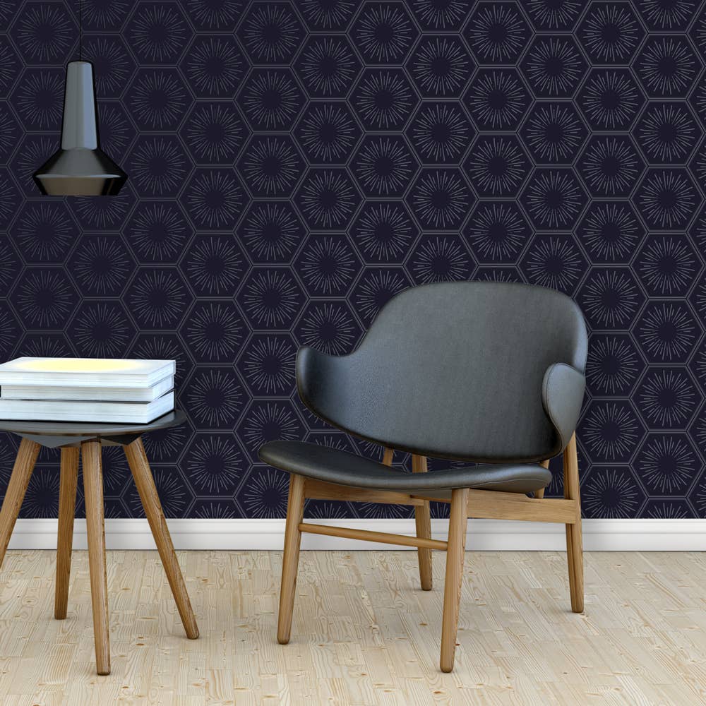 Hello Sunshine Royal Blue P&S Wallpaper, 28 sq. ft.