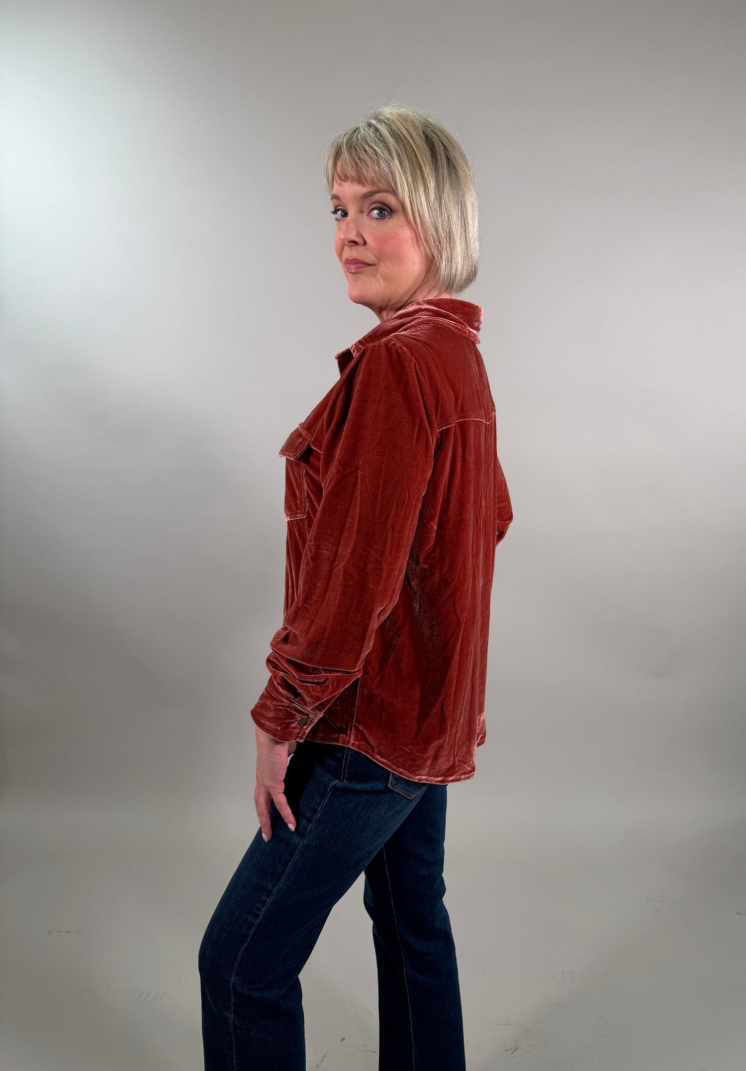 Button Down Velvet Shirt