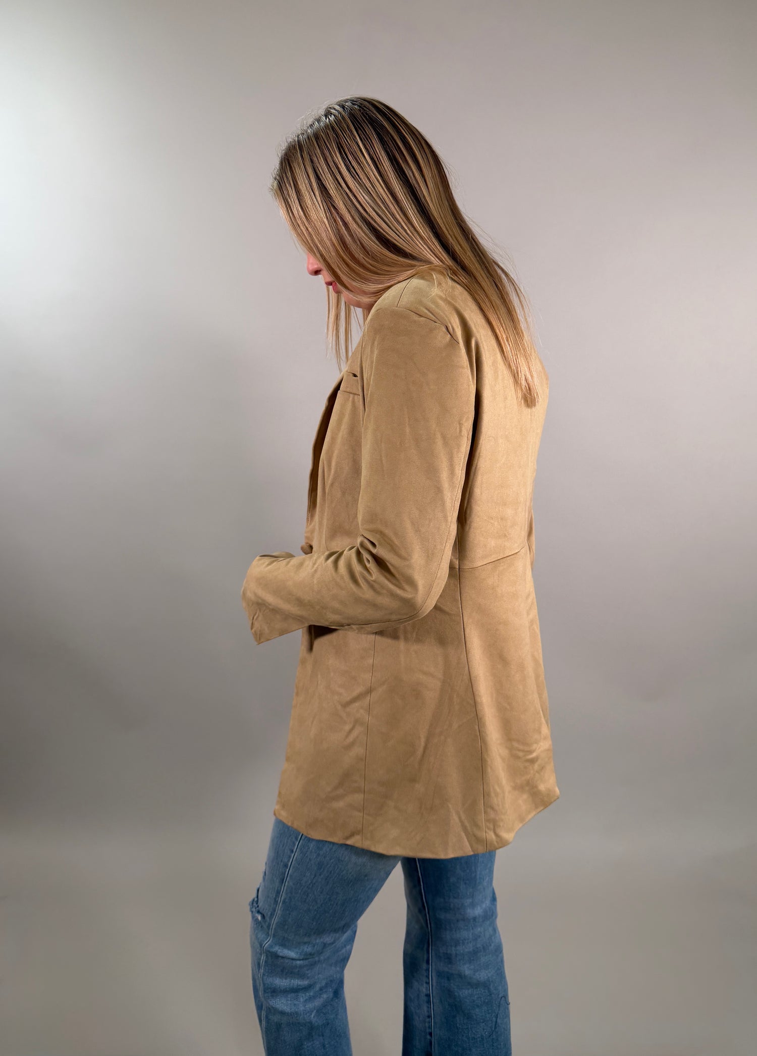 Faux Suede Blazer Jacket