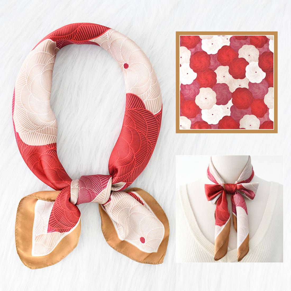 Colorblock Floral Satin Scarf