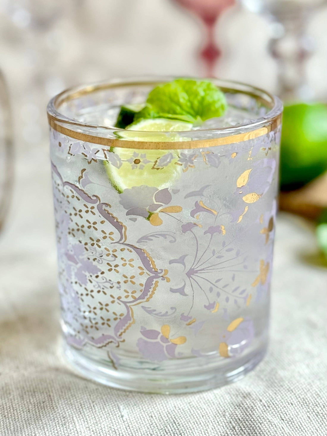 Lilac Tapestry Rocks Glass