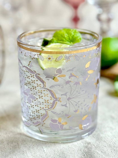 Lilac Tapestry Rocks Glass