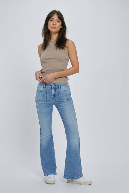 Mid Rise 31&quot; Inseam Front Pocket Flare