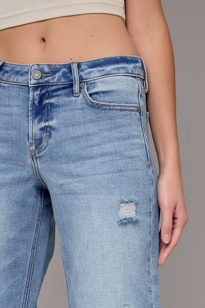 Mid-Rise 33&quot; Inseam Stretch Dad Jean Medium Wash