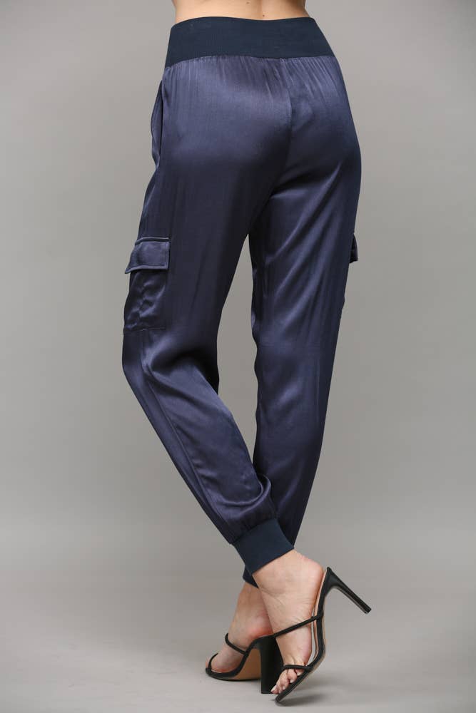 Chic Satin Cargo Joggers