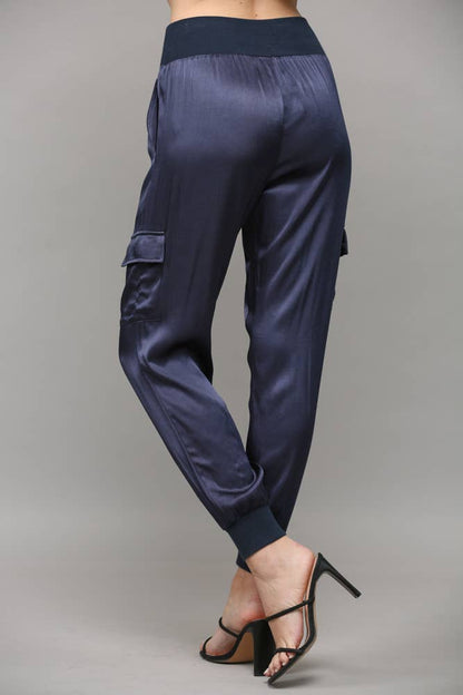 Chic Satin Cargo Joggers
