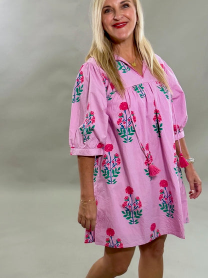 Short Sleeve Floral Pattern Dress