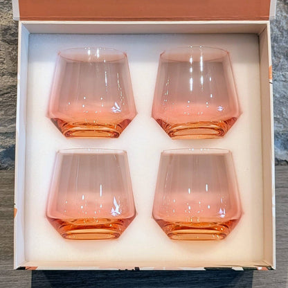 Amber Stemless Glass Set