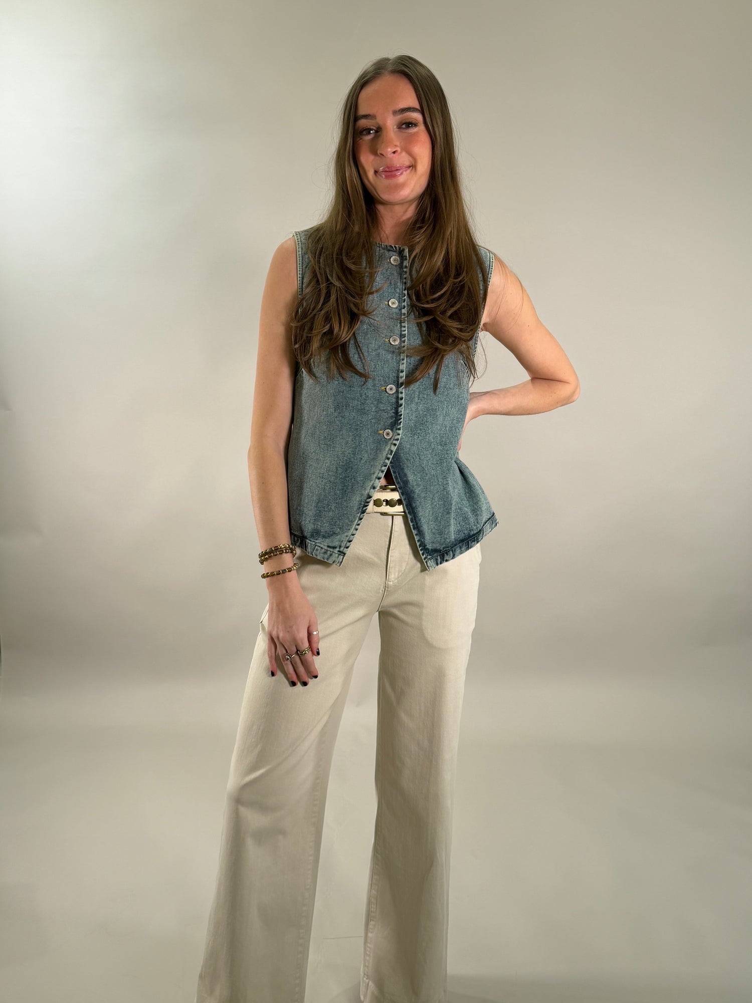 Vintage-Wash Denim Vest