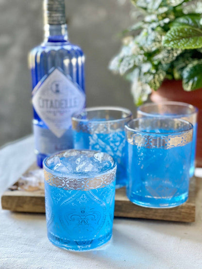 Turquoise Gem Rocks Glass