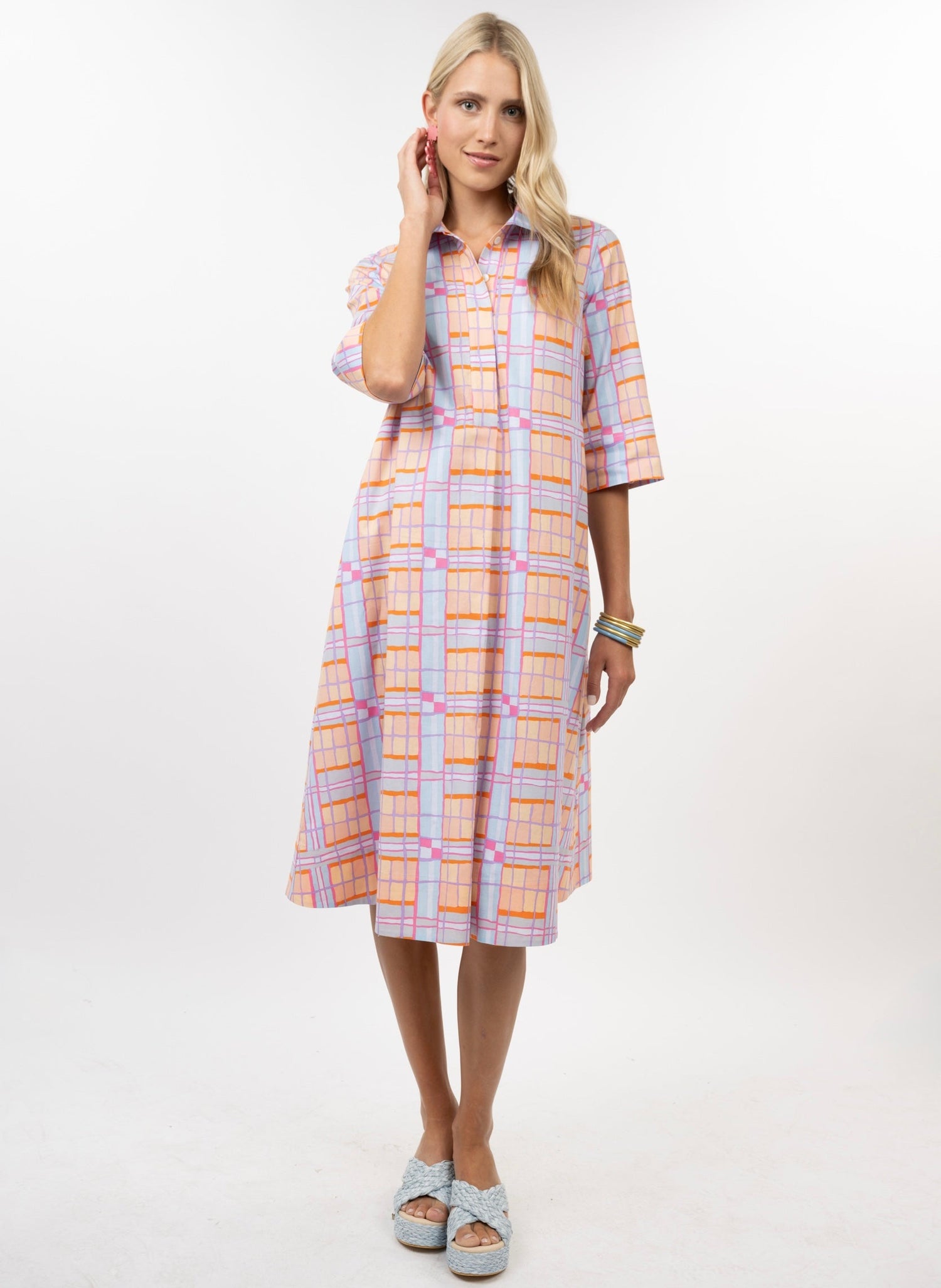 Uncle Frank Plaid Midi Swing Dress