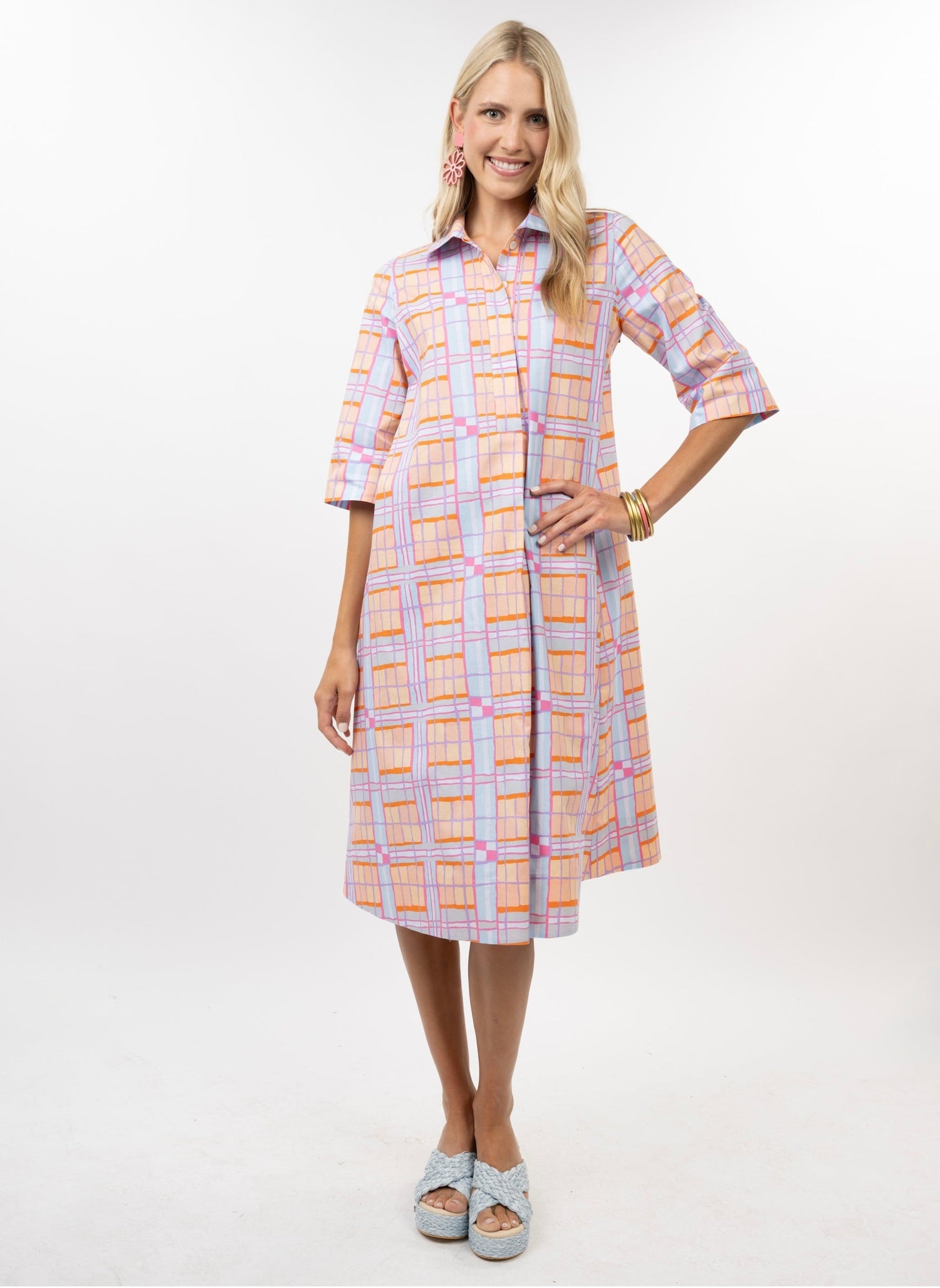 Uncle Frank Plaid Midi Swing Dress