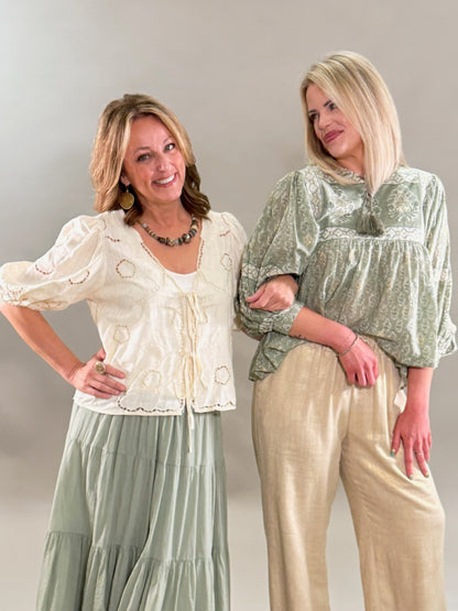 Linen Shimmer Straight Leg Pants