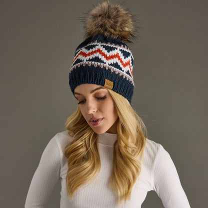 Alpine Patterned Pom Beanie