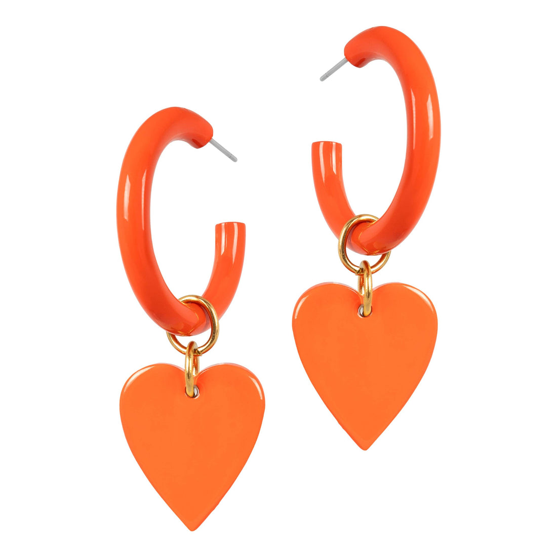 Red Hoop with Heart Dangles