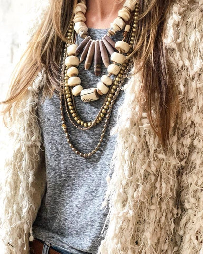 Mixed Metallic Layer Necklace Set