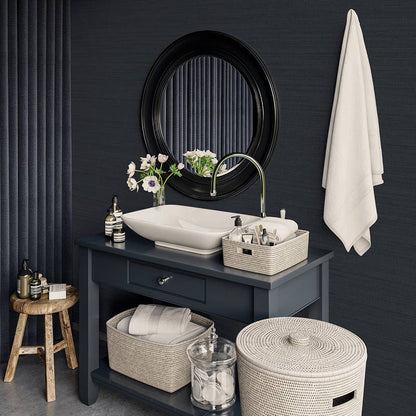 Horizontal Grasscloth Navy P&amp;S Wallpaper, 28 sq. ft.
