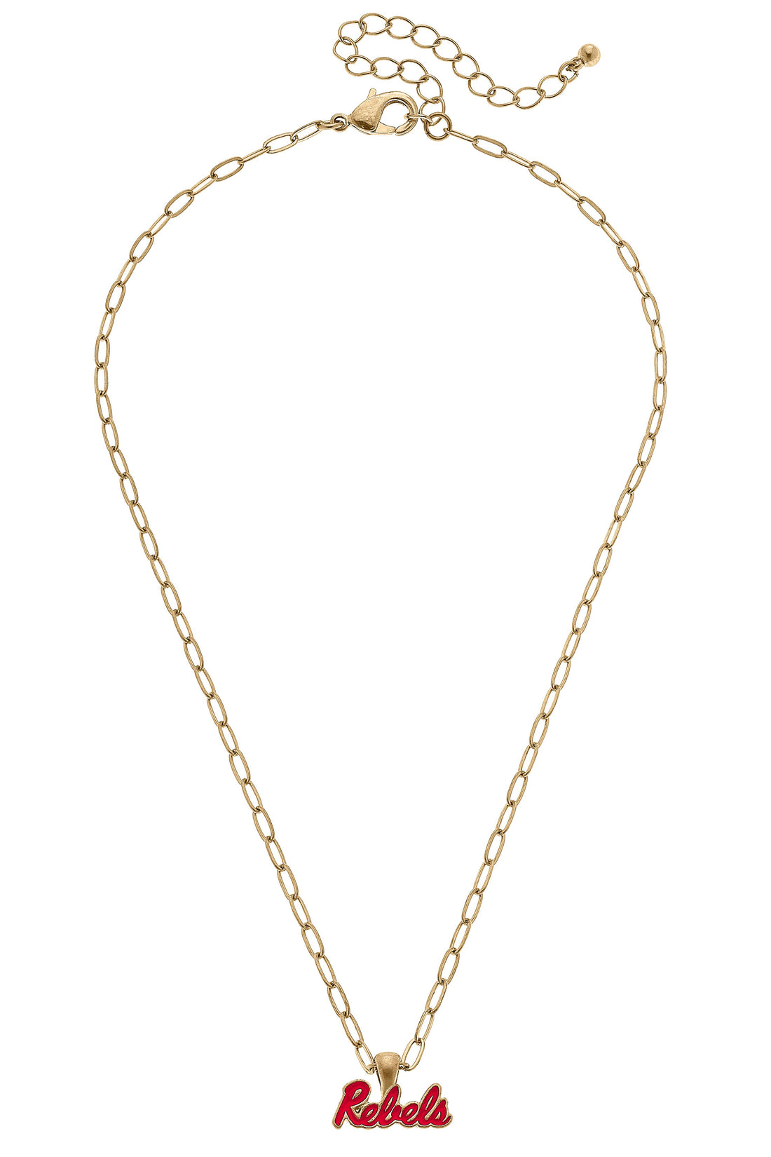Ole Miss Rebels Enamel Pendant Necklace in Shiny Gold