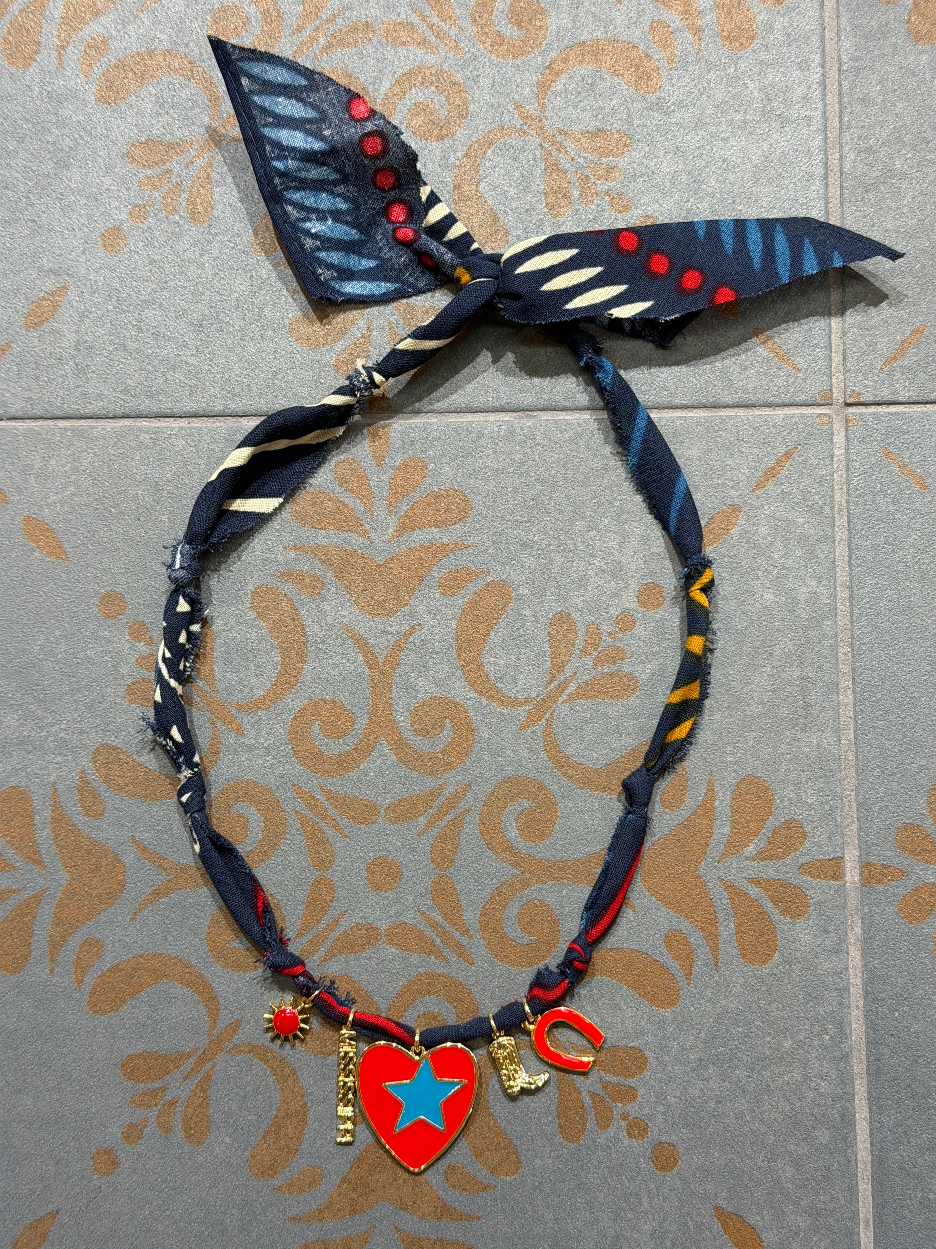 Red Ole Miss Bandana Charm Necklace