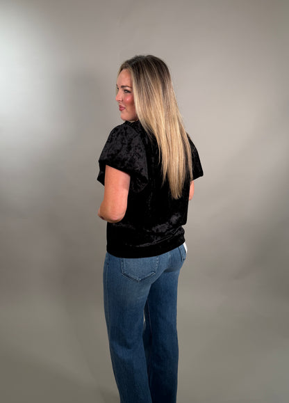 Flutter Sleeve Velvet Top