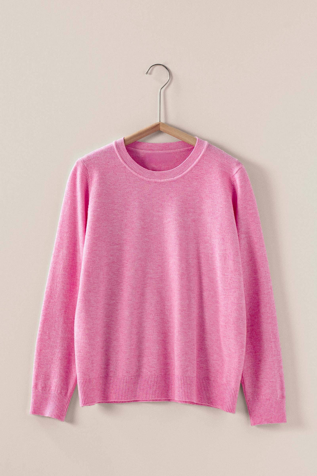 Soft Viscose Blend Crewneck Knit Pullover