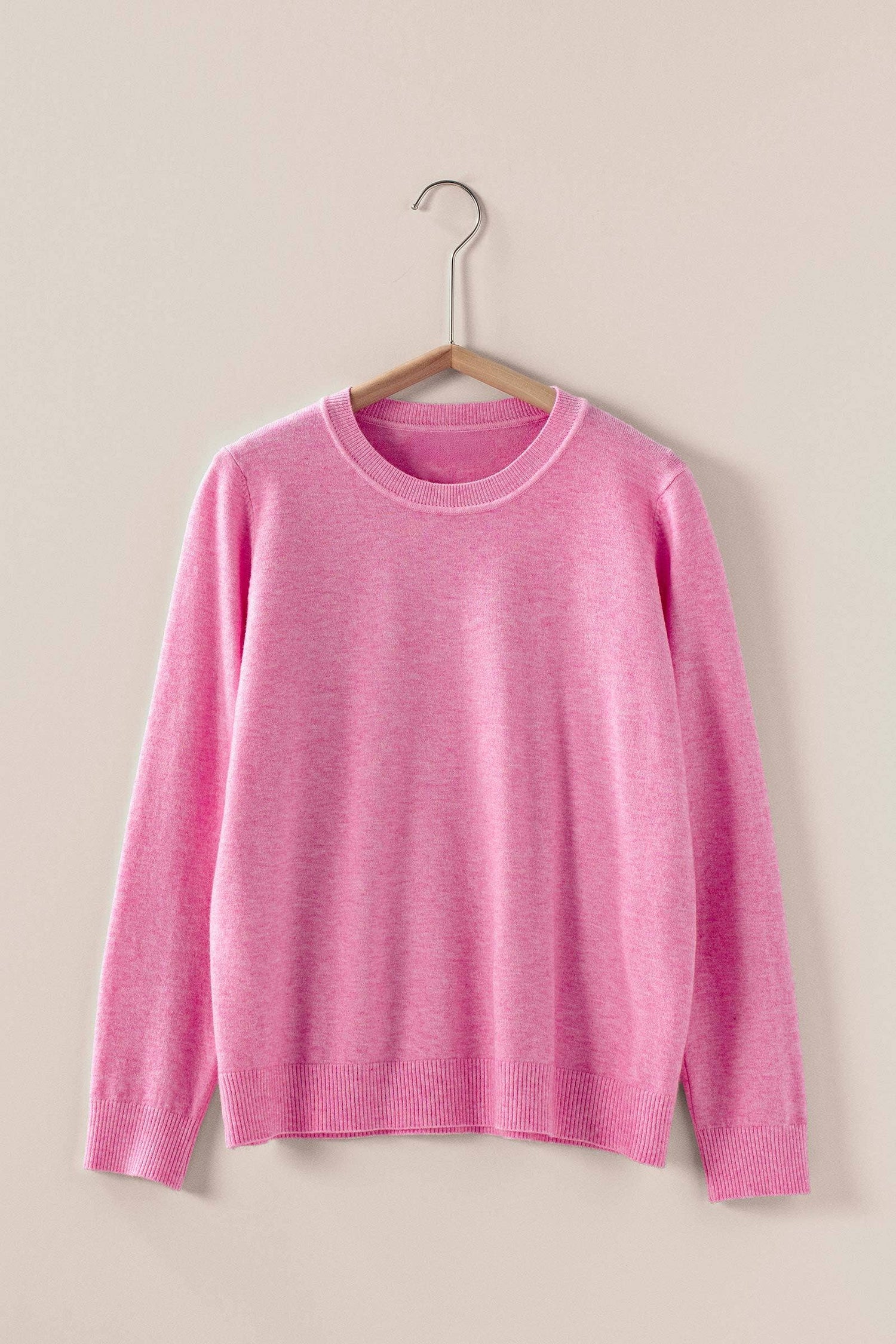 Soft Viscose Blend Crewneck Knit Pullover