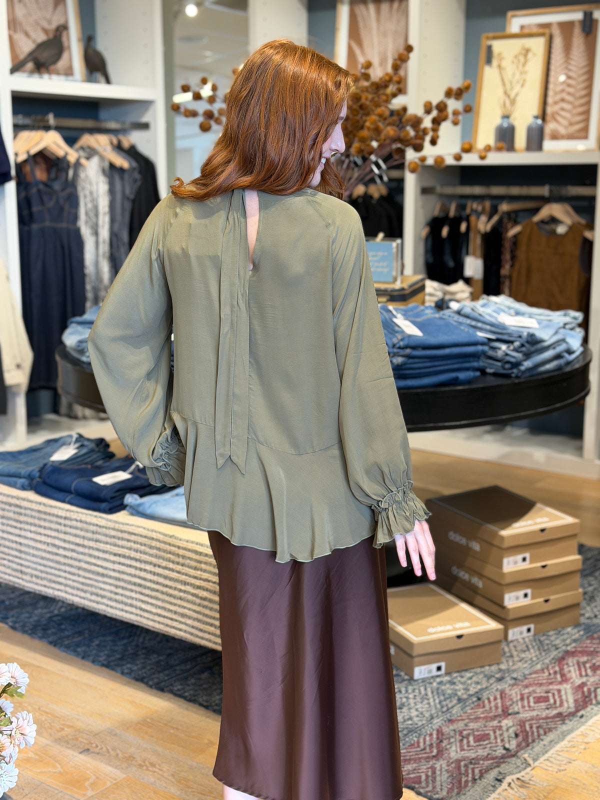 Ruffle Cutout Blouse