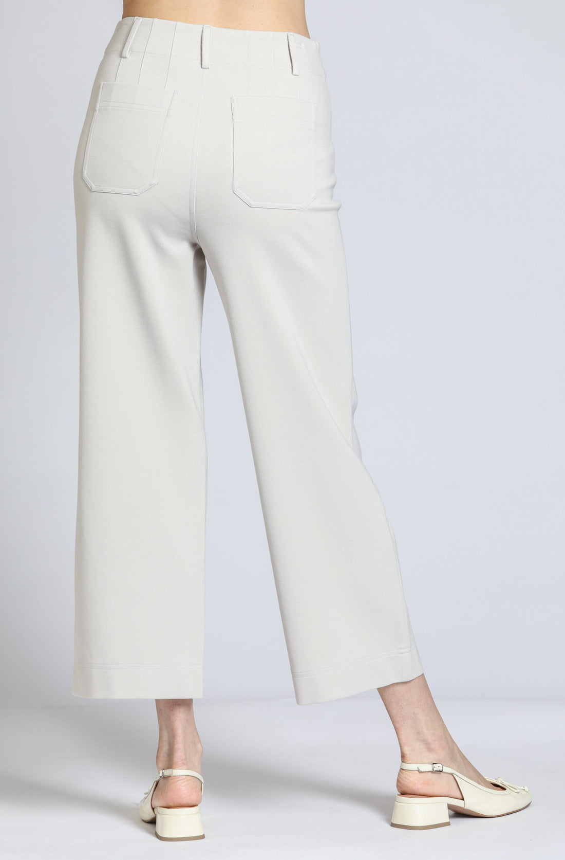 Ponte Cropped Wide Leg Pant With Patch Pocket