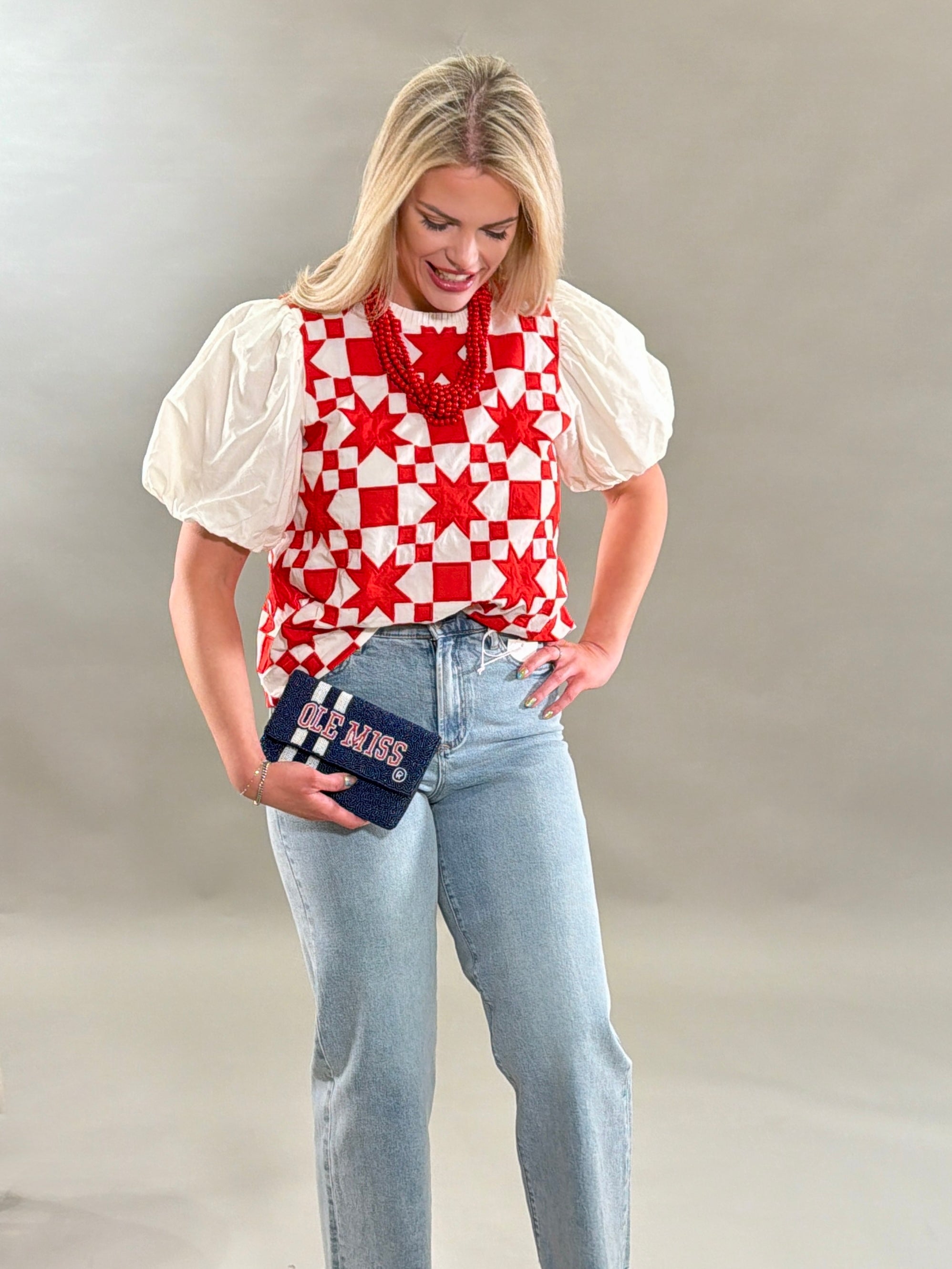 Quilted Pouf Sleeve Top