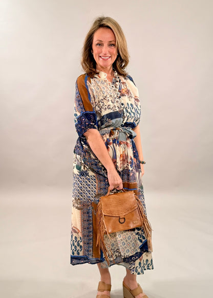 Boho Patchwork Art Midi Dress