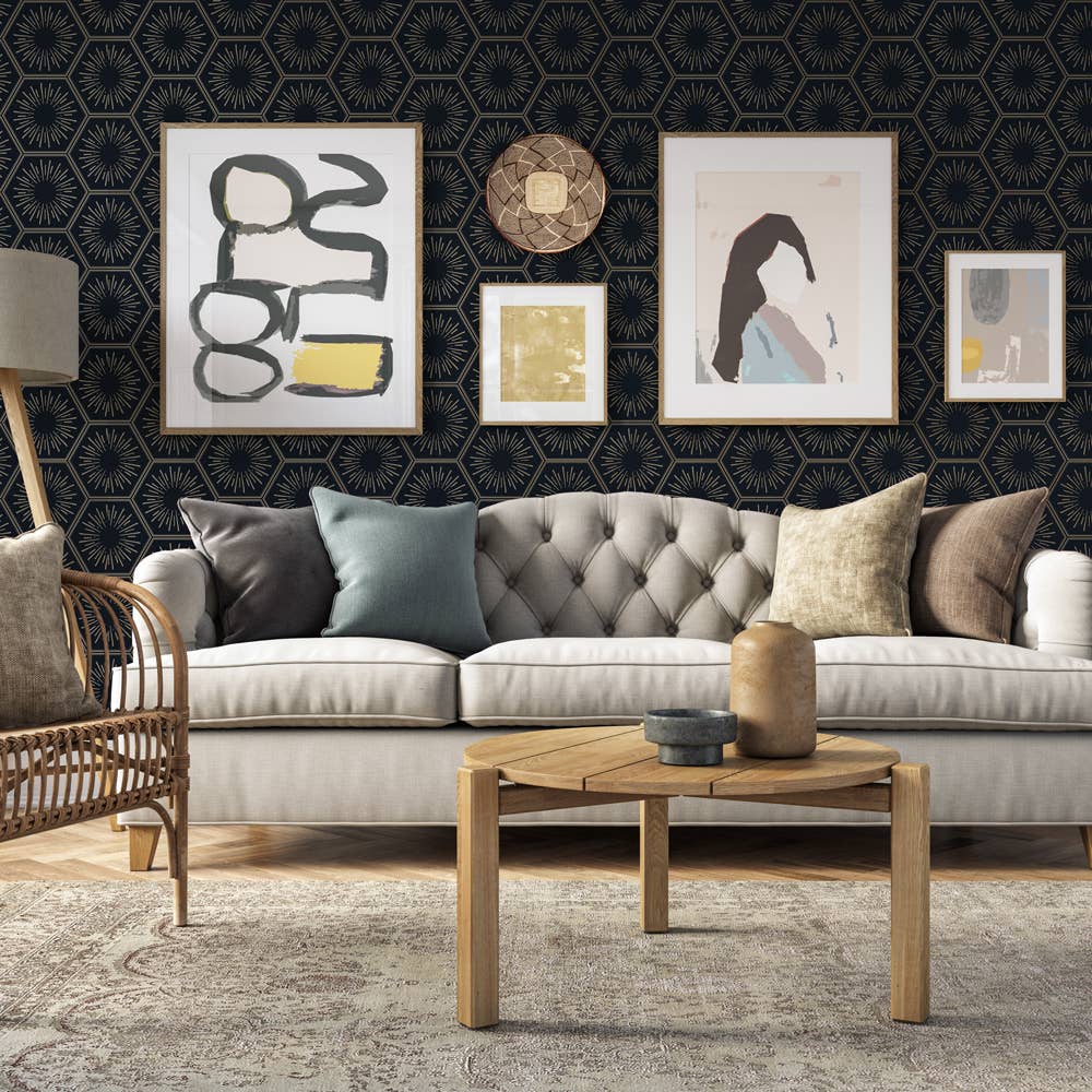 Hello Sunshine Gatsby Gold P&amp;S Wallpaper, 56 sq. ft.