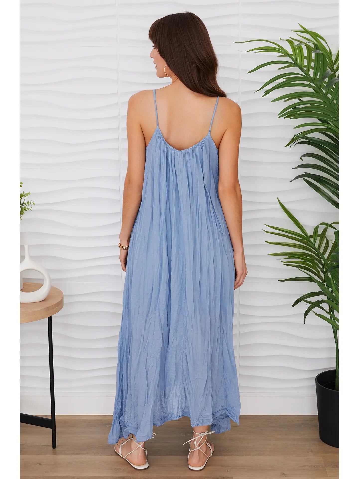 Spaghetti Strap Textured Gauze Maxi Dress