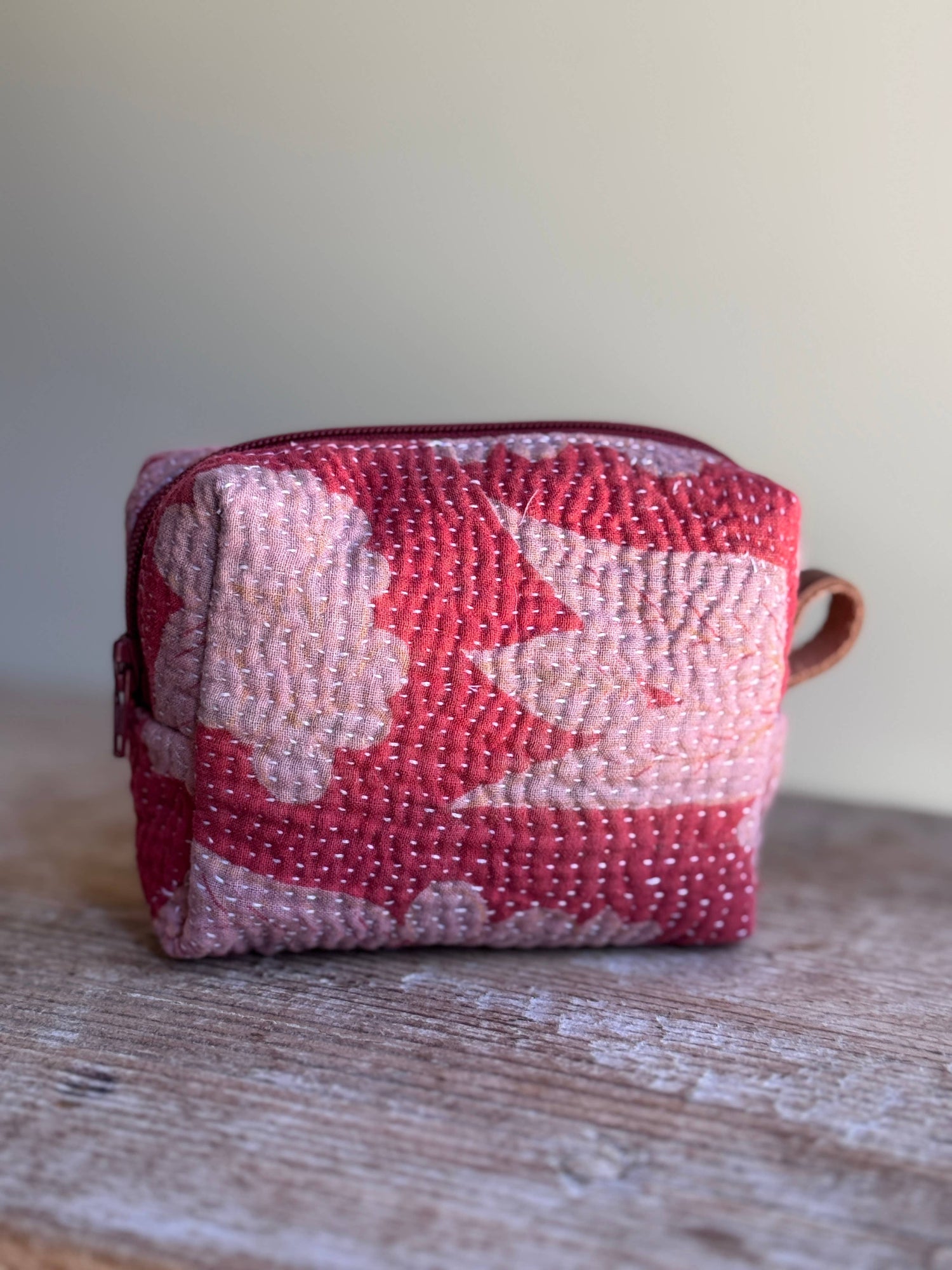 Pink Floral Kantha Pouch