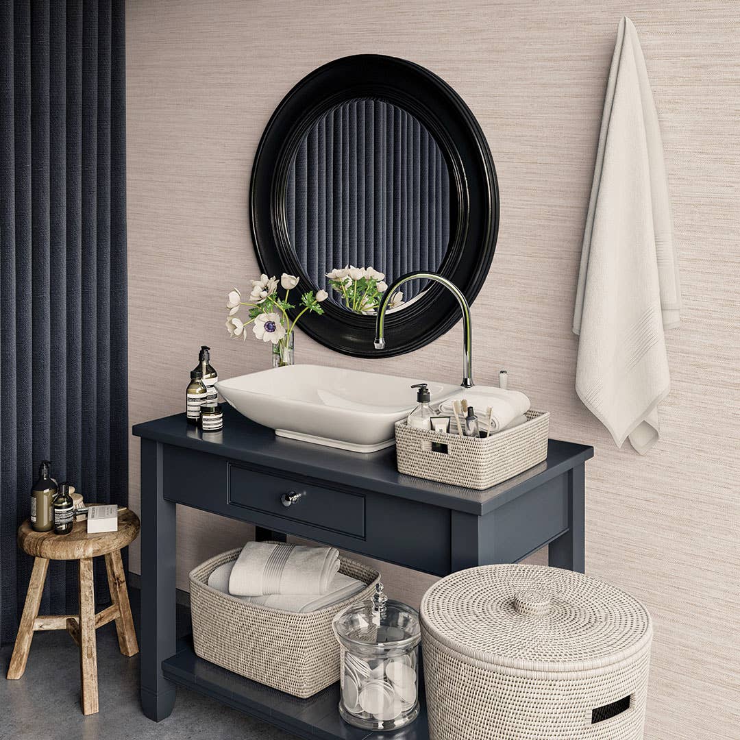 Horizontal Grasscloth Ecru P&amp;S Wallpaper, 28 sq. ft.