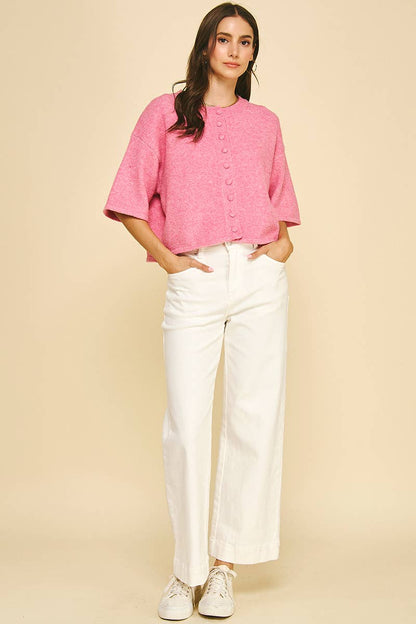 Cozy Button-Front Short Sleeve Cardigan