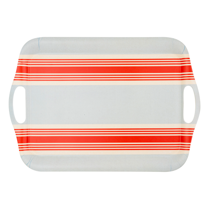 Hamptons Striped Chambray and Red Reusable Bamboo Tray