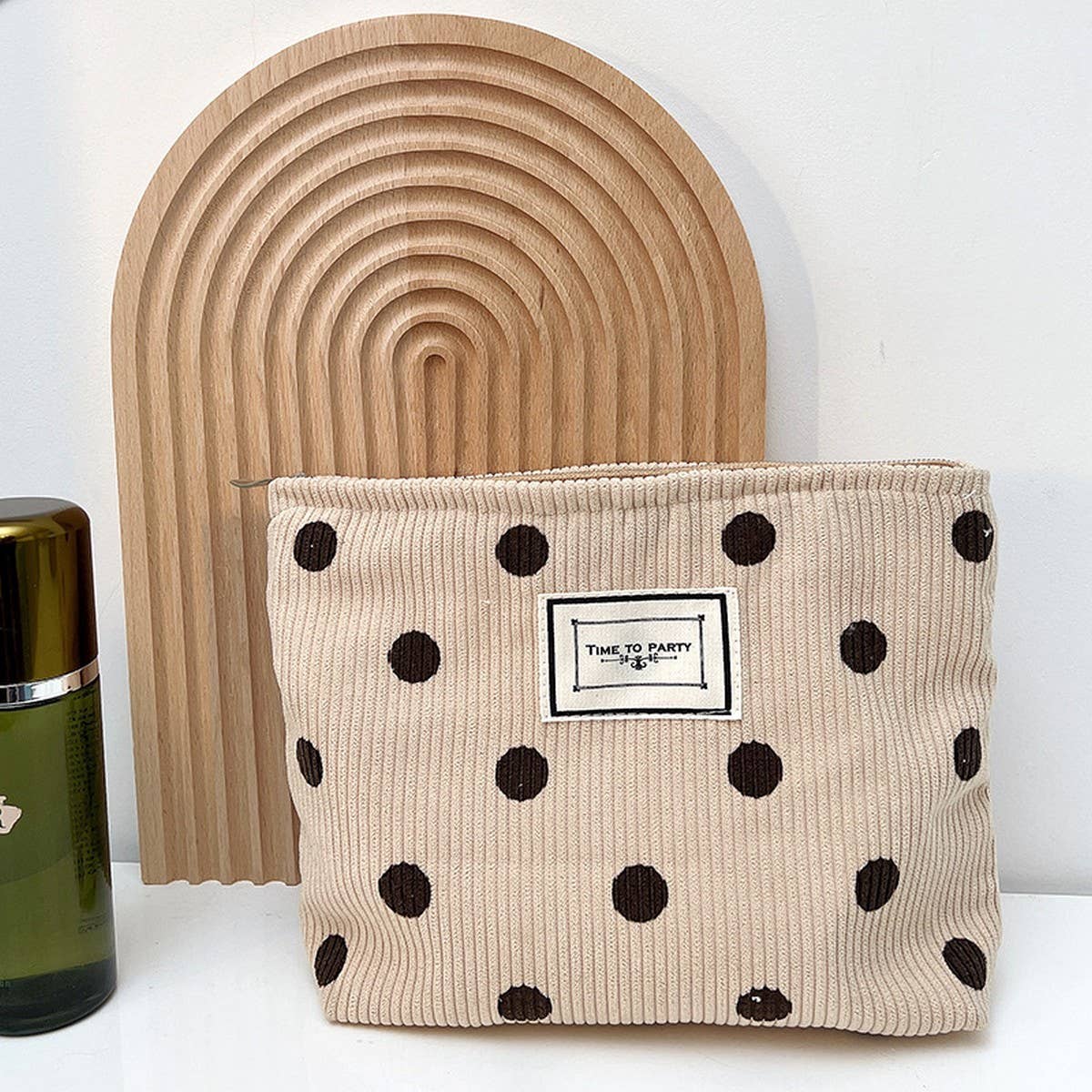 Playful Polka Dot Corduroy Pouch