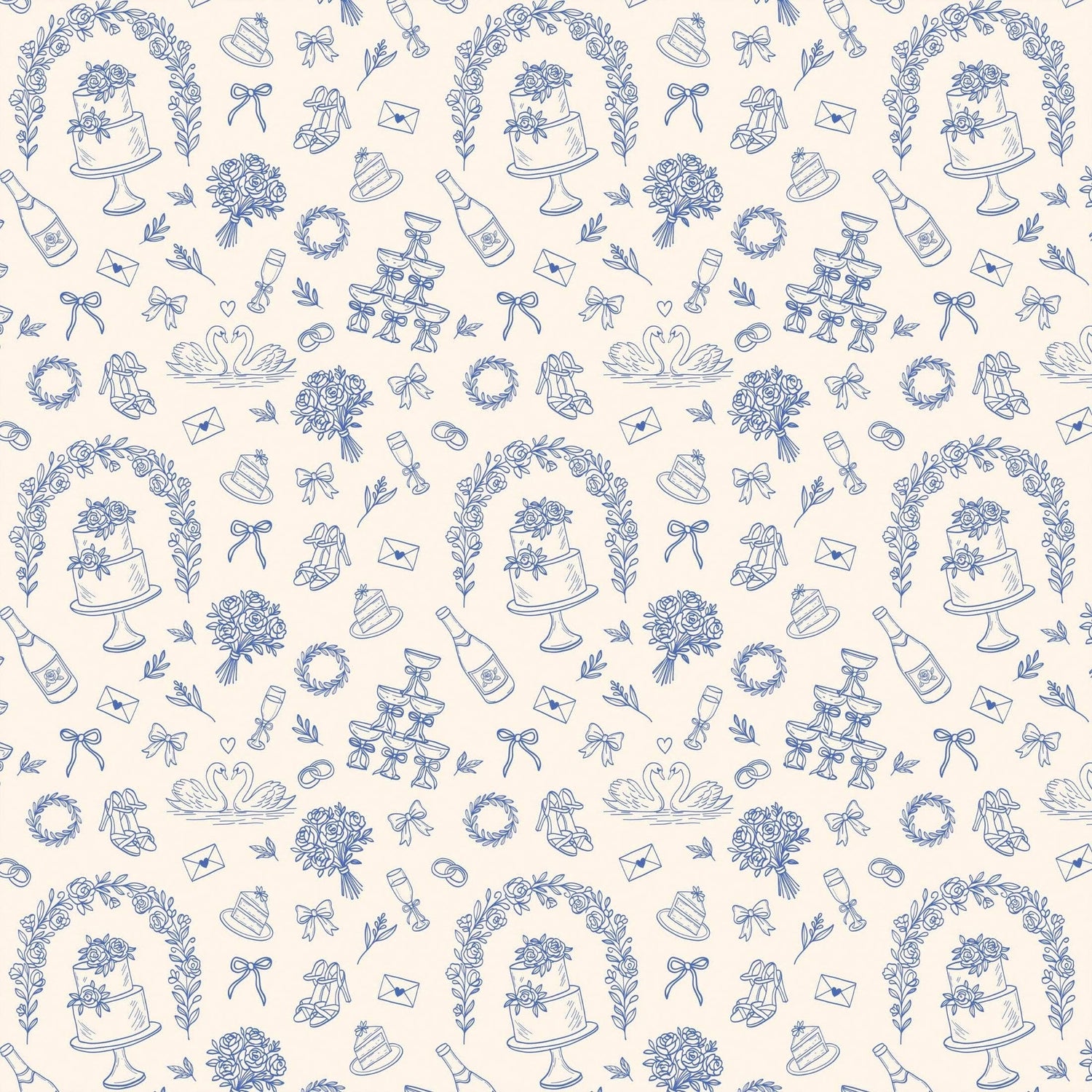 Blue Wedding Toile- Prosecco Collection
