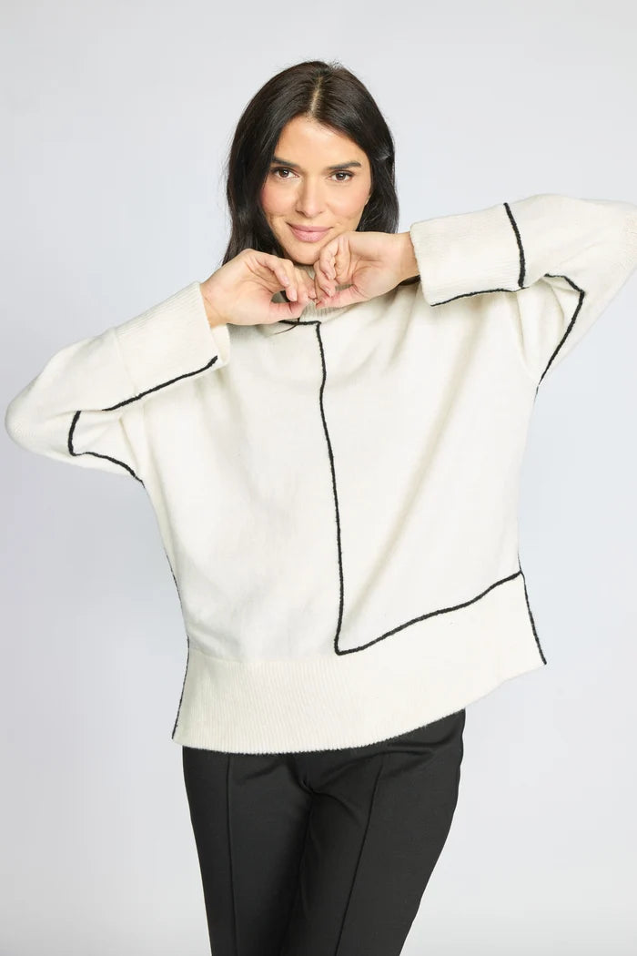 Contrast Stitch Mock-Neck Sweater