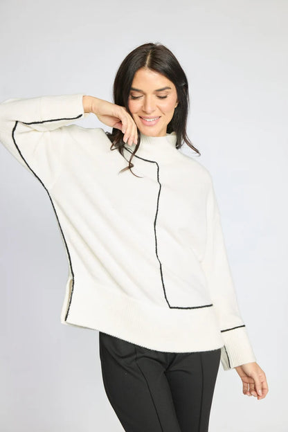 Contrast Stitch Mock-Neck Sweater