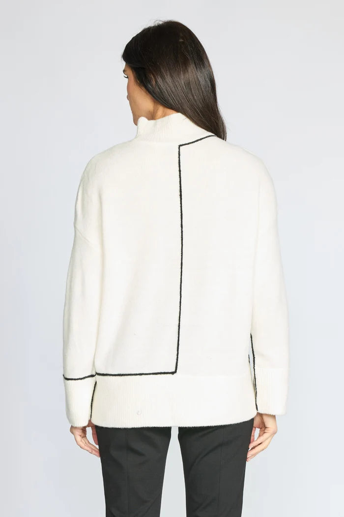 Contrast Stitch Mock-Neck Sweater