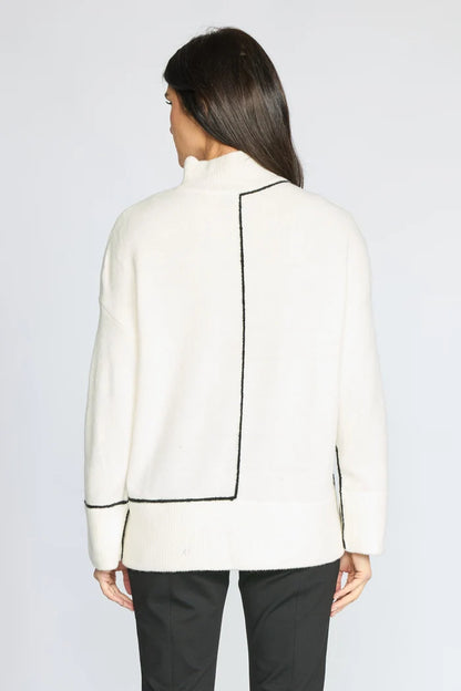 Contrast Stitch Mock-Neck Sweater